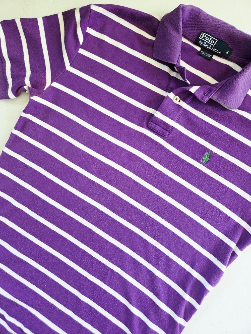Polo Ralph Lauren Striped Polo Shirt Purple White Small